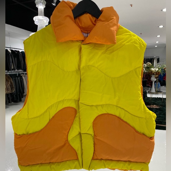 ERL Other - ERL Orange & Yellow Down Woven Puffer Vest
